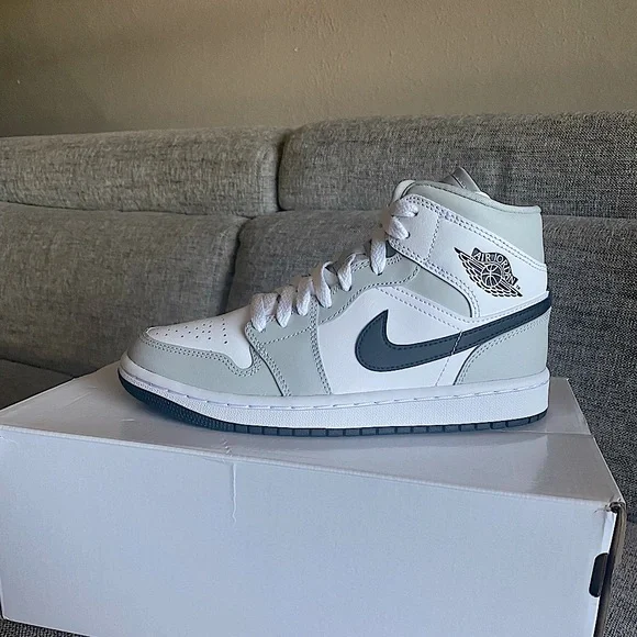 womens air jordan 1 mid grey fog shoes